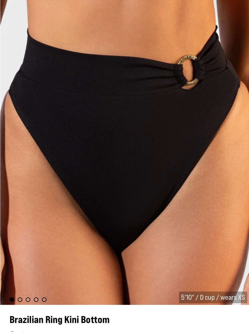 TA3 ´ Kini ´ High-Waist Black Bikini Bottom brazilian gold  Ring